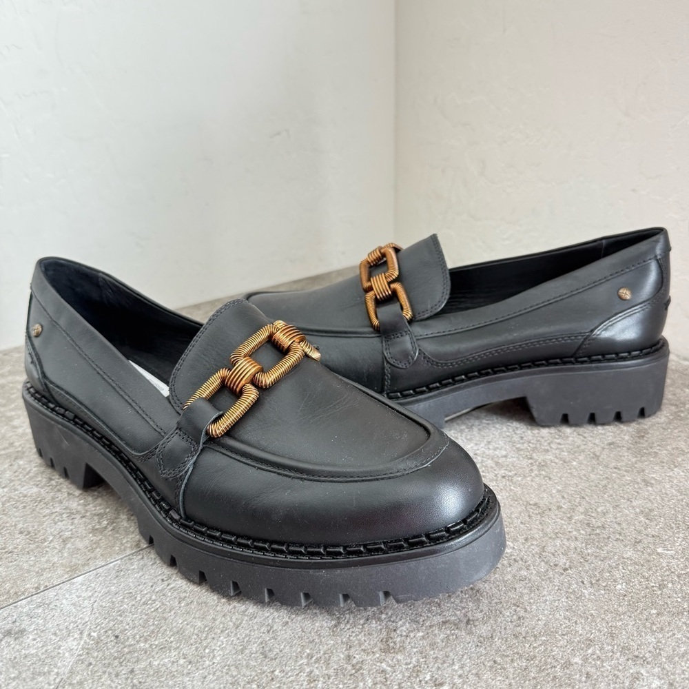 NEW PIKOLINOS AVILES Platform Black Leather Chain Loafers Women’s EU42 US11